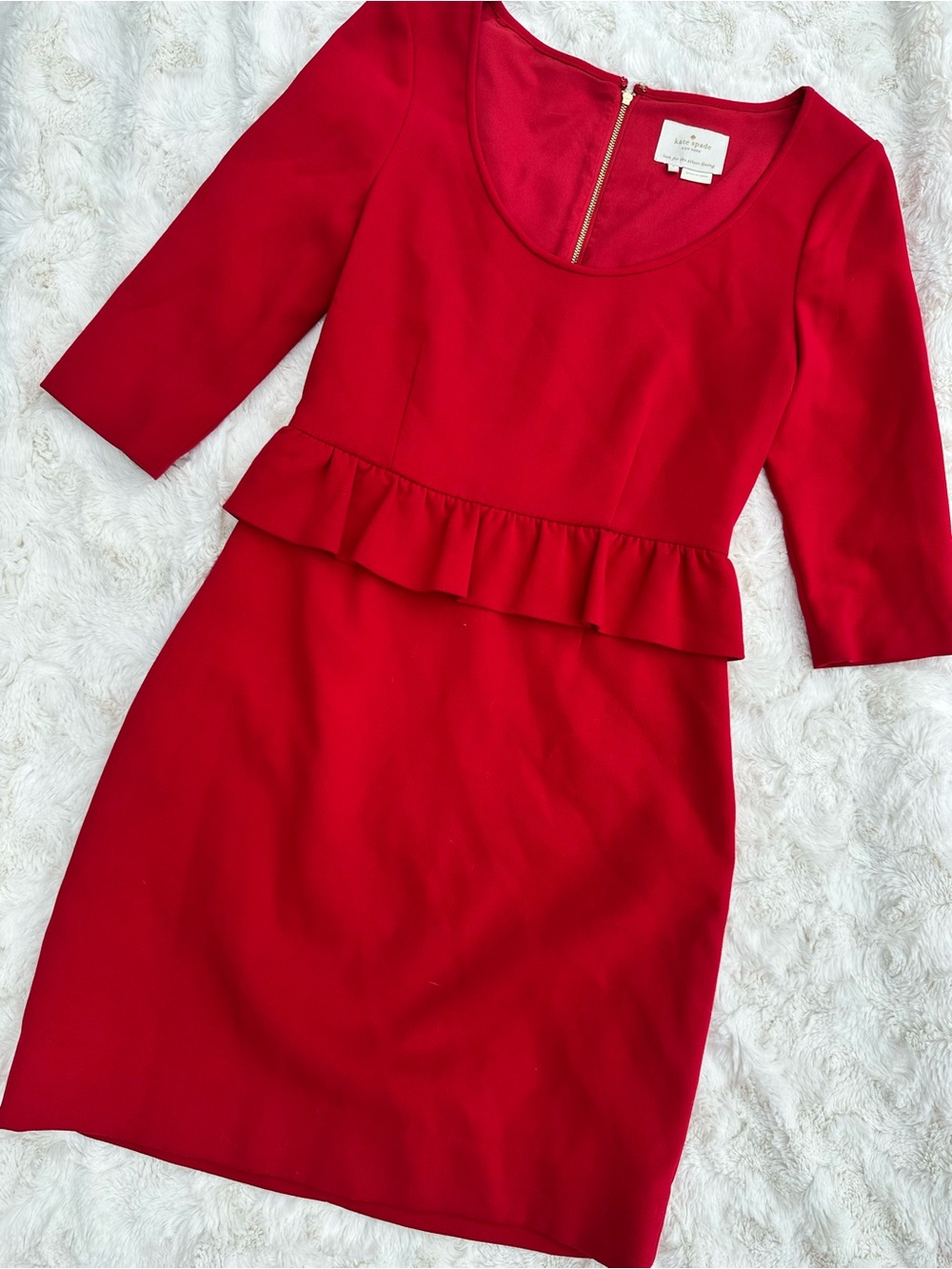 EUC Kate Spade New York Mary Deep Red Peplum Sheath Dress size 4